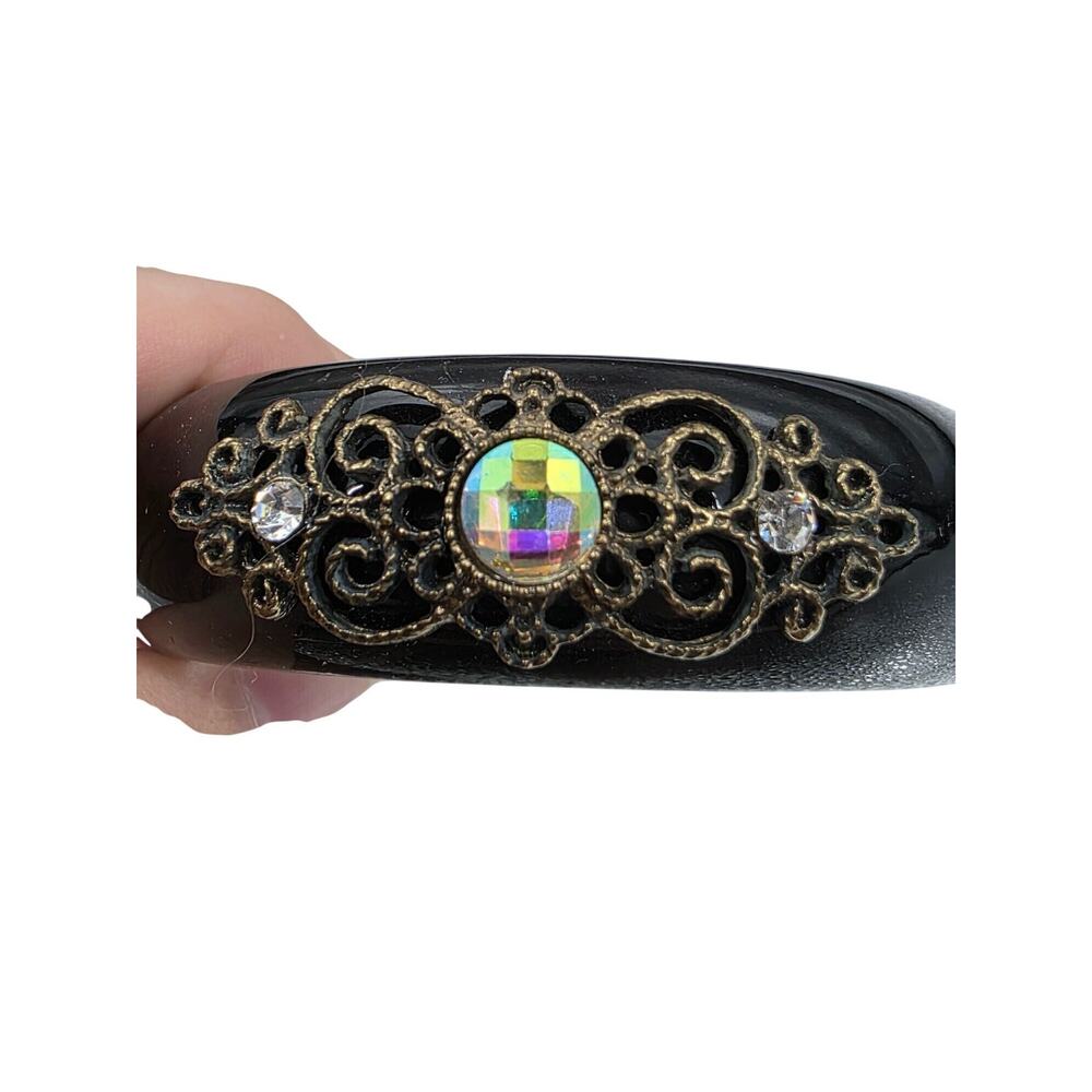 Vintage AB Black & Gold Filigree Bangle